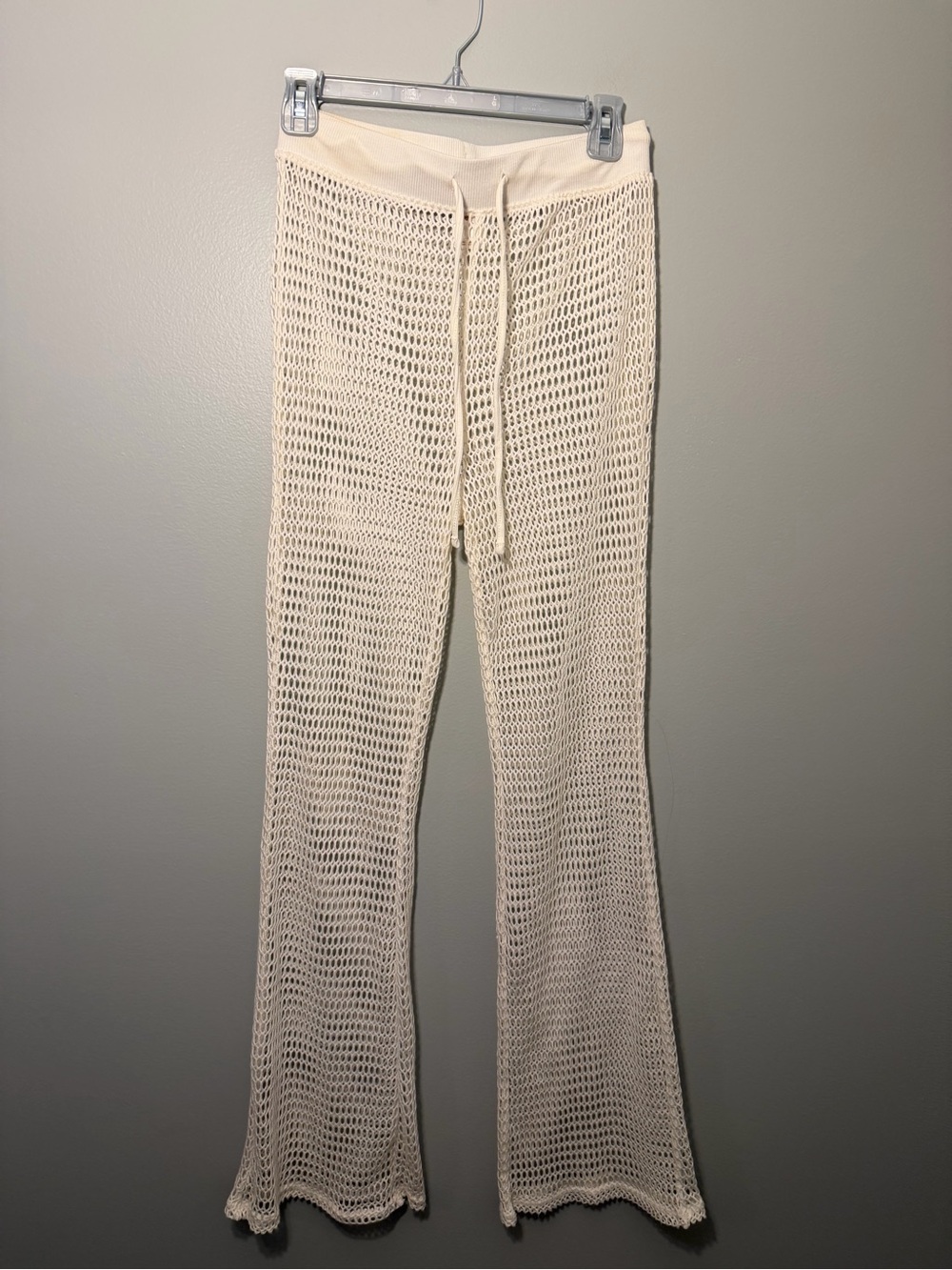 Shade & Shore Cream Crochet Knit Swim Coverup Pants